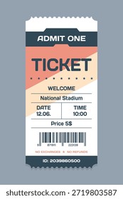 Entrada realista para festivales, eventos, teatro, conciertos, obras de teatro.