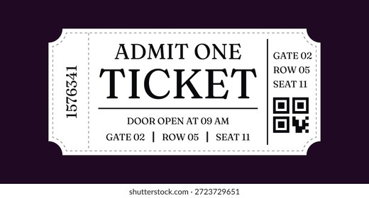 Entrada realista para festivais, evento, teatro, concerto, jogo.