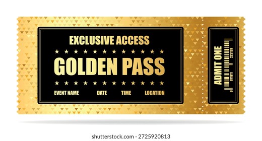 Entrada realista para festivais, evento, teatro, concerto, jogo.
