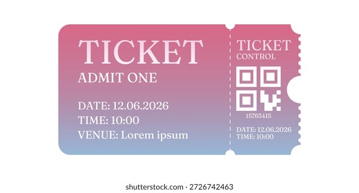 Entrada realista para festivais, evento, teatro, concerto, jogo.