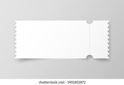 Realistic ticket and one stub rip line   shadow  Mock up coupon entrance isolated grey background  Template design for entertainment show  event  boarding pass  Vector illustration