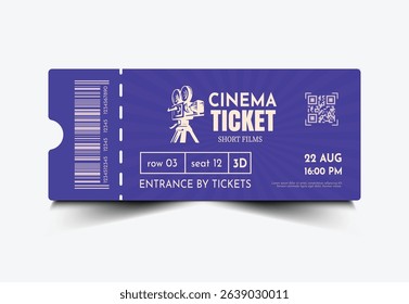 Realistic ticket template isolated on a PURPLE AND WHITE background. Simple ticket design, Ticket illustration 