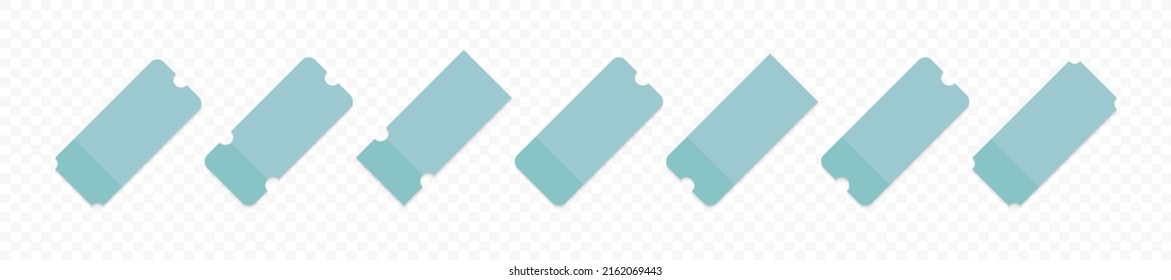 Entradas realistas. Juego de iconos vectoriales de cupón. Colección de cupones en blanco. Entradas en blanco con sombra. Ilustración de entradas aisladas Vector gráfico EPS 10