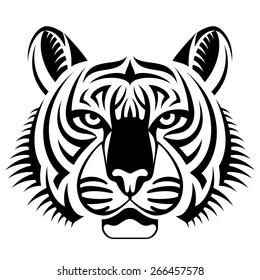 Realistic Tiger Face Looks Ahead Black Stock Vector (Royalty Free ...