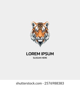 realistic tiger head logo template illustration icon element isolated on white background