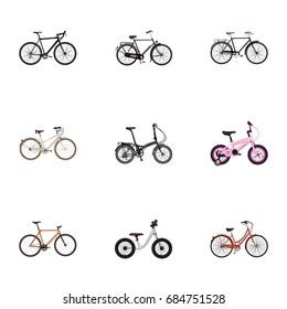Realistic Timbered, Training Vehicle, Cyclocross Drive And Other Vector Elements. Set Of  Realistic Symbols Also Includes Cyclocross, Retro, Old Objects.