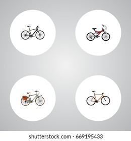 Realistic Timbered, Working, Adolescent And Other Vector Elements. Set Of Bike Realistic Symbols Also Includes Postman, Training, Bike Objects.