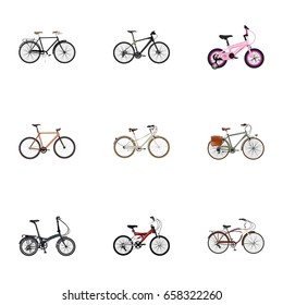 Realistic Timbered, Working, Childlike And Other Vector Elements. Set Of Bicycle Realistic Symbols Also Includes Training, Childlike, Folding Objects.