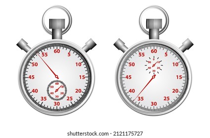 realistic time icons clock timer stopwatch hourglass, set of time and clock isolated on white background.