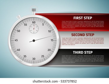 Realistic Time management infographics icon isolated on blue background. Vector Illustration