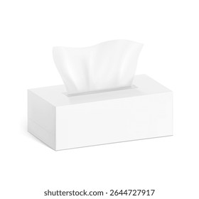 Realistic tissue set in box mockup. Vector illustration isolated on white background. Can be use for template your design, presentation, promo, ad. EPS10.