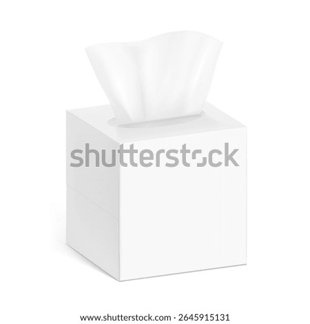 Realistic tissue set in box mockup. Vector illustration isolated on white background. Can be use for template your design, presentation, promo, ad. EPS10.