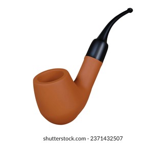 Realistic tobacco pipe on isolated background. Retro pipe from wood material. Mock up for your design. Stock vector illustration. 
