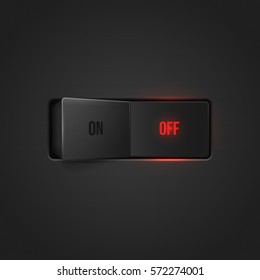 Realistic toggle switch. Black switches with backlight, off - position. Vector illustration.
