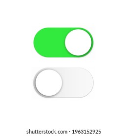 Realistic Toggle Switch Buttons On and Off for Modern Devices User Interface Mockup or Template - Green and Grey on White Background. Vector illustration eps 10
