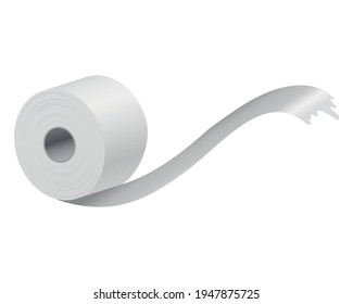 Realistic toilet paper or kitchen towel roll template mockup. Sanitary absorbent paper, rolled around a cardboard cylinder. Kitchen wc whute tape paper