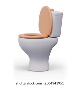 Realistic toilet with raised lid. Vector model of popular sanitary ware