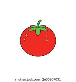 Realistic tomato with fresh water drops juicy veggie style Vector illustration