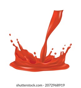 Realistic tomato juice drop splash composition isolated on blank background vector illustration