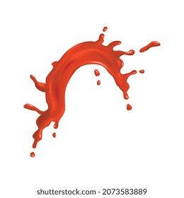 Realistic tomato juice drop splash composition isolated on blank background vector illustration