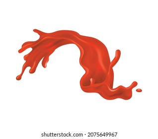 Realistic tomato juice drop splash composition isolated on blank background vector illustration