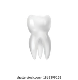 Realistic tooth anatomy composition with isolated image of huge wisdom tooth with root vector illustration