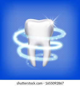 Realistic tooth. Isolated shining 3d teeth. Dental health care, clean molar. Stomatology icon, protection vector illustration