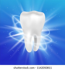 Realistic tooth poster. Graphic concept for your design