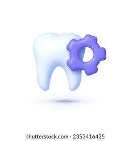 Realistic tooth whith gear 3d for concept design. Vector graphic illustration