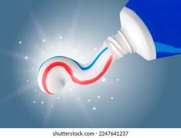 Pasta dental realista. Pasta dental de menta blanqueadora 3D