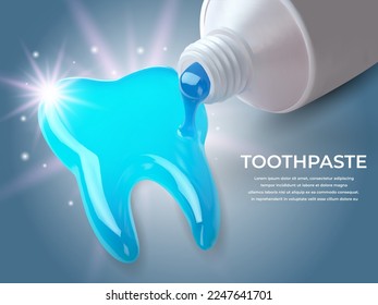 Realistic toothpaste. 3D whitening mint toothpaste
