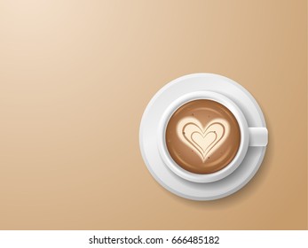 Realistic top view coffee cup. Vector illustration