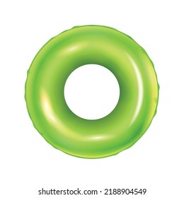 Realistic top view of green inflatable swimming ring vector illustration