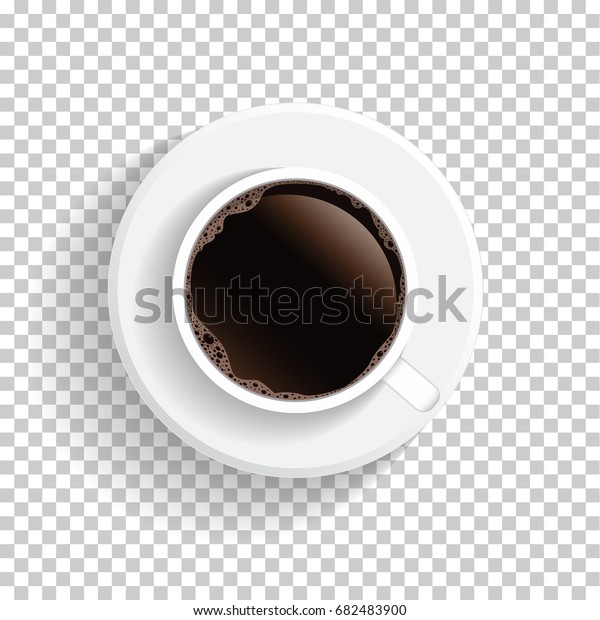 透明な背景にリアルな上面図 白いコーヒーカップとソーサー ベクター画像eps10イラスト のベクター画像素材 ロイヤリティフリー