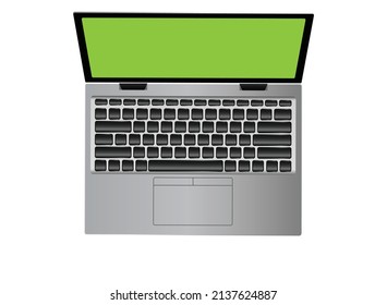 Laptop einzeln auf weißem Hintergrund, Vektorgrafik, Draufsicht