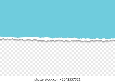 Realistic torn paper edge with blue background and transparent overlay

