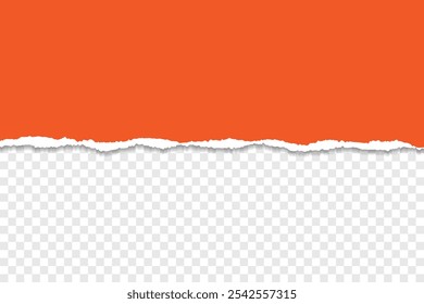 Realistic Torn Paper Edge with Orange Background and Transparent Layer