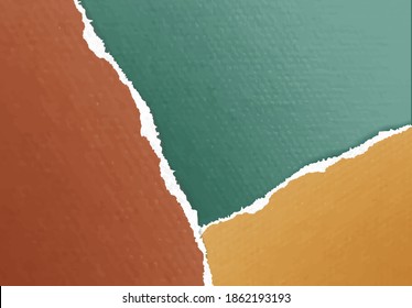 Realistic torn paper edge with shadow vector template. ripped broken piece of color carton page with empty area for your text. Mockup for banner, leaflet, cover, poster design. 