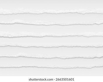 Conjunto de tiras de borda de papel rasgado realista - Peças horizontais rasgadas vetor
