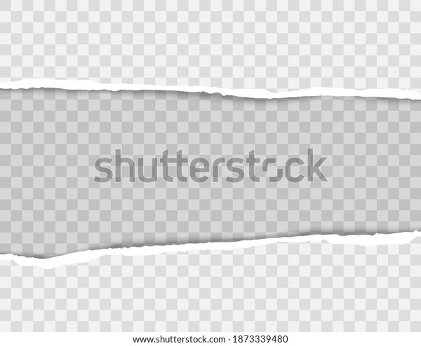 Realistic torn paper on transparent\
background with space for text. Torn horizontal paper strips. Torn\
paper edges. Background for design advertising\
banners.