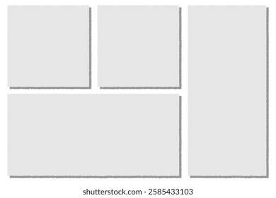 realistic torn Paper rip edge strip piece. Vector white ripped page. Lacerated sheet elements. Set of Torn Paper Frames.