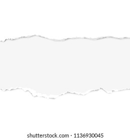 Realistic torn paper set with ripped edges, space for text. Torn paper edge. Vector illustration