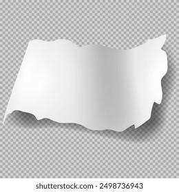 Realistic torn paper sheet. Ripped sheet of paper. Scrapbook edge, notebook tear or blank page.