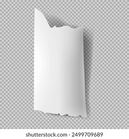 Realistic torn paper sheet. Ripped sheet of paper. Scrapbook edge, notebook tear or blank page.