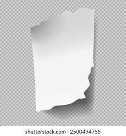 Realistic torn paper sheet. Ripped sheet of paper. Scrapbook edge, notebook tear or blank page.