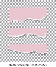 realistic torn  paper strip collection with wood edges. A set of torn paper on a transparent background. Vector illustration.