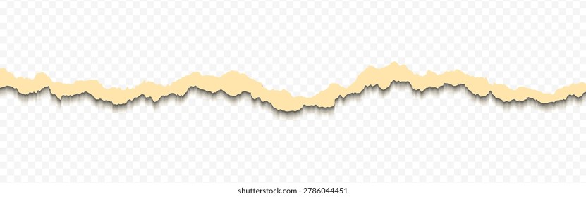 Realistic torn paper strip with jagged edges and subtle shadow isolated on a grid patterned surface