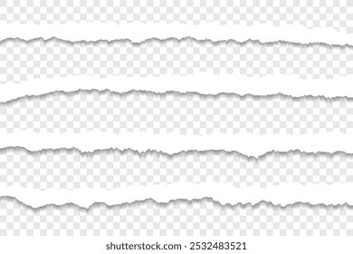 Realistic Torn Paper Strips on Transparent Background