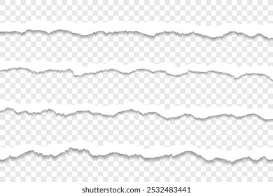 Tiras de papel rasgadas realistas com fundo transparente