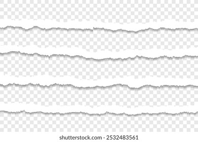 Realistic torn paper strips with transparent background

